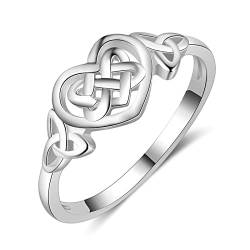 Bishilin Eheringe Silber 925, Damen Ringe Keltischer Knoten Herz Trauringe Nickelfrei Hochzeitsring Silber Größe 54 (17.2) von Bishilin