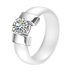 Bishilin Freundschaftsringe Herren Keramik, Ring Personalisiert 7MM Solitär mit Zirkonia Partnerringe Männer Ringe Nickelfrei Weiß Silber Gr.60 (19.1) von Bishilin