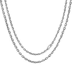 Bishilin Halskette 55CM Herren Silber Biker, 4MM Erbskette mit Hakenverschluss Silber Kette 925 ohne Anhänger Partnerkette für Männer Jugend von Bishilin