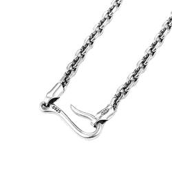Bishilin Halskette Herren 925 Silber, 3MM Rolokette mit Hakenverschluss Silber Kette 50CM Partnerkette für Männer Jugend von Bishilin