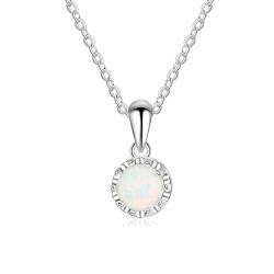 Bishilin Halskette für Frauen, Damen Kette Silber 925 Blume mit Opal Anhänger Halskette Personalisiert Charm 45CM von Bishilin