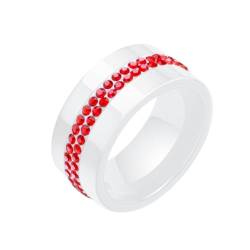 Bishilin Herren Ring Keramik, Ringe Personalisiert 10MM mit Rot Zirkonia Bandring Freundschaftsringe Männer Ring Nickelfrei Weiß Größe 54 (17.2) von Bishilin