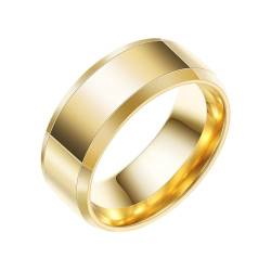 Bishilin Herren Ringe Edelstahl, Ring Personalisiert 8MM Glatt Bandring Gold Ring Männer Nickelfrei Freundschaftsringe Gr.62 (19.7) von Bishilin