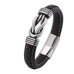 Bishilin Lederarmband Herren mit Magnetverschluss, Charms Armbänder Braun 18.5CM Knoten Armband für Männer Leder Personalisiert 12MM von Bishilin