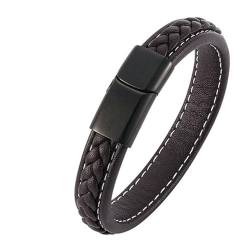 Bishilin Lederarmband für Männer, Partner Armbänder mit Magnet 16.5CM Personalisiert Geflochten Charms Armband Herren Braun von Bishilin