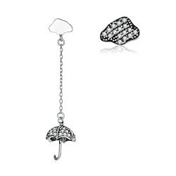 Bishilin Ohrringe Hängend Silber 925, Damen Ohrringe Regenschirm Wolken mit Zirkonia Silber Ohrhänger Nickelfrei für Mädchen von Bishilin