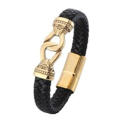 Bishilin Partner Armbänder mit Magnet, Lederarmband Herren 12MM Ethno Knot Charm Armbänder 18.5CM Schwarz Personalisiert von Bishilin