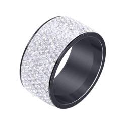 Bishilin Partnerringe Herren Edelstahl, Ring Personalisiert Breit 12MM mit Weiß Zirkonia Statement-Ring Schwarz Ringe Nickelfrei Freundschaftsring für Männer Größe 54 (17.2) von Bishilin