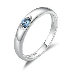 Bishilin Ring 925 Sterling Silber mit Stein, Bandring mit Blau Topas Hochzeit Ring Verlobung Ehering Nickelfrei Größe 62 (19.7) von Bishilin