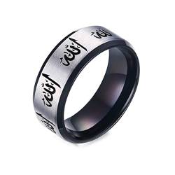 Bishilin Ring Herren Edelstahl, Freundschaftsringe Allah 8MM Matt Bandring Partnerringe Männer Ringe Schwarz Personalisiert Größe 57 (18.1) von Bishilin