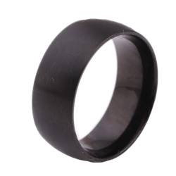 Bishilin Ring Herren Personalisiert, Ringe Edelstahl Breit 8MM Rund Bandring Partnerringe Hochzeit Ring Nickelfrei Schwarz Gr.57 (18.1) von Bishilin