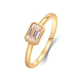 Bishilin Ring Verlobung Damen Gold 750, Eheringe Solitär mit Rechteck Moissanit 0.6ct Hochzeit Ringe Frauen Trauringe Nickelfrei Größe 54 (17.2) von Bishilin