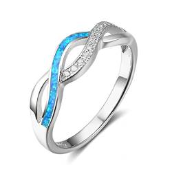 Bishilin Ringe Damen Silber 925 mit Gravur, Verlobungsringe Unendlichkeit mit Opal und Zirkonia Eheringe Nickelfrei Ring Frauen Silber Gr.52 (16.6) von Bishilin