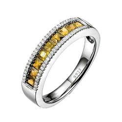 Bishilin Silber Ringe 925 Damen, Hochzeit Ring Bandring mit Gelb Zirkonia Eheringe Verlobungsring Nickelfrei Größe 63 (20.1) von Bishilin