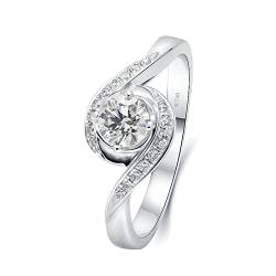 Bishilin Trauringe Weissgold 585 Damen, Hochzeit Ringe 4-Steg-Krappenfassung mit 0.3ct Moissanit Eheringe Nickelfrei Verlobungsringe für Frauen Größe 56 (17.8) von Bishilin