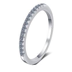 Bishilin Verlobungsring Silber 925 mit Stein, Damen Ringe Schmal mit Moissanit 0.15ct Bandring Eheringe Nickelfrei Hochzeit Ringe Frauen Größe 49 (15.6) von Bishilin