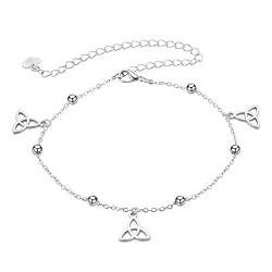 Bishilin Versilbert Damen Fußketten Silber mit Anhänger Keltischer Knoten Knöchelkette Strand Kette Silber von Bishilin