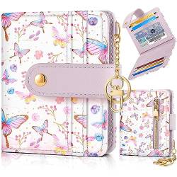 Bistup Einfaches Design Brieftasche Kartenhalter, 4-Lila Schmetterling, modisch von Bistup