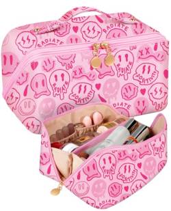 Bistup Make-up-Tasche mit Reißverschluss in der Mitte, 1 rosa Oberfläche, Damen von Bistup