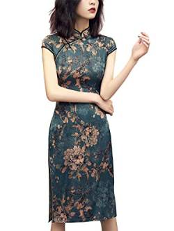 Bitablue Damen-Kleid, traditionelles chinesisches Blumenmuster, Grün / Blau - - 36 von Bitablue
