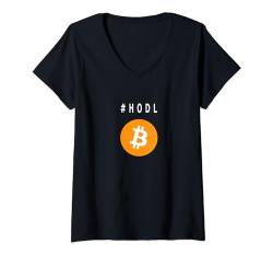 Damen Bitcoin Hodl Hold Stack Sats BTC T-Shirt mit V-Ausschnitt von Bitcoin fixes this Krypto Währung Geld Hodl Hold