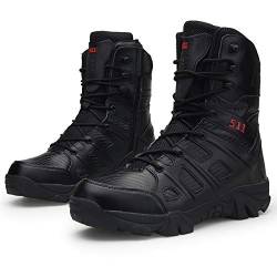 Bitiger Stiefel Herren Wanderschuhe Damen Army Combat Boots mit Zipper Verschleißfest rutschfeste Outdoor Trekkingschuhe von Bititger