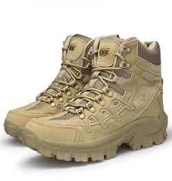 Bititger wasserdichter Militärstiefel für Herren, militärischer Outdoor-Wüstenstiefel, Kampfstiefel, Army-Stiefel, Sicherheits-Polizeistiefel, Leder mit Reißverschluss, - Sand - Größe: 40 2/3 EU von Bititger