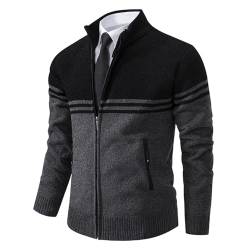 Biutimarden Herren Feinstrick Strickjacke Cardigan Mit Reißverschluss Stehkragen Trachtenjacke Sweatjacke Langarm Herren Wintermantel von Biutimarden