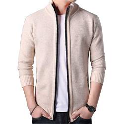 Biutimarden Herren Pullover Strick Herbst Winter Strickjacke Reißverschluss Hoodie Sweatshirt Jacke Fashion Mäntel （Beige S） von Biutimarden