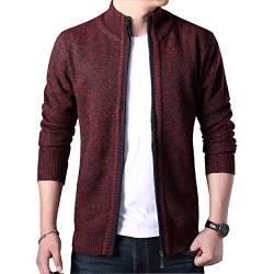 Biutimarden Herren Pullover Strick Herbst Winter Strickjacke Reißverschluss Hoodie Sweatshirt Jacke Fashion Mäntel （Weinrot L） von Biutimarden