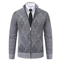 Biutimarden Herren Strickjacke mit Stehkragen und Langarm Casual Grobstrick Cardigan mit Reißverschluss SweaterJacket mit 2 Taschen von Biutimarden