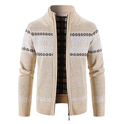 Biutimarden Strickjacke Mit Fleece-Innenseite Reißverschluss Lang Ärmel Jacke und Herren Strickjacke Cardigan Winter (Khaki 8868, M) von Biutimarden