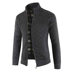 Biutimarden Strickjacke Mit Fleece-Innenseite Reißverschluss Lang Ärmel Jacke und Herren Strickjacke Cardigan Winter (Schwarz, S) von Biutimarden