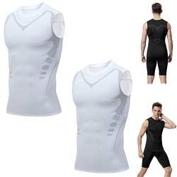 Bivoo 2023 Neu Ionic Shaping Vest für Männer,Ionic Shaping Weste,Kompression Shirt Tank Top Shapewear,Bequem & Atmungsaktiv (White-2pcs,M) von Bivoo