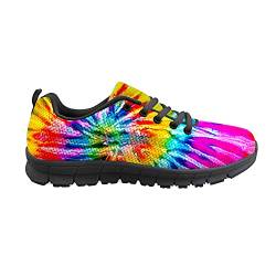 Biyejit Bunte Tie Dye Damen Schnürturnschuhe Workout Laufen Walking Sportschuhe Herren Gym Fitness Trainingsschuhe von Biyejit