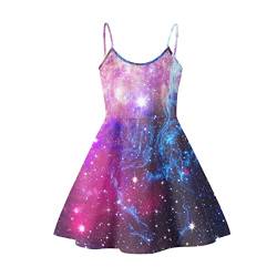 Biyejit Damen Casual Lose Kleid Träger Langes Sommer Strand Swing Kleid, Galaxy, Medium von Biyejit