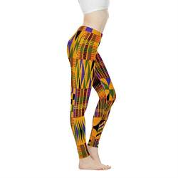 Biyejit Damen-Leggings, Yogahose mit hohem Taillenbund, Workout-Leggings, Afrikanisches Einheimisches Muster, M von Biyejit