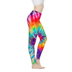 Biyejit Damen-Leggings, Yogahose mit hohem Taillenbund, Workout-Leggings, Batikdruck, XXX-Large von Biyejit