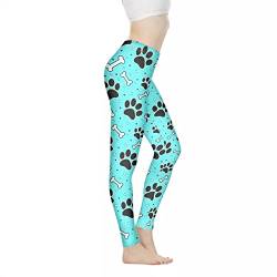 Biyejit Damen-Leggings, Yogahose mit hohem Taillenbund, Workout-Leggings, Blaue Hundepfote, XS von Biyejit