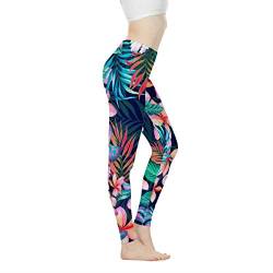 Biyejit Damen-Leggings, Yogahose mit hohem Taillenbund, Workout-Leggings, Blumenblätter, L von Biyejit