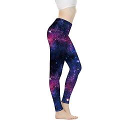 Biyejit Damen-Leggings, Yogahose mit hohem Taillenbund, Workout-Leggings, Galaxie-Stern-Muster., L von Biyejit