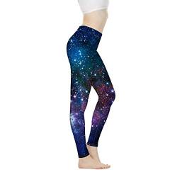 Biyejit Damen-Leggings, Yogahose mit hohem Taillenbund, Workout-Leggings, Galaxy Stars, S von Biyejit