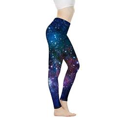 Biyejit Damen-Leggings, Yogahose mit hohem Taillenbund, Workout-Leggings, Galaxy Stars, XXL von Biyejit