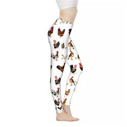 Biyejit Damen-Leggings, Yogahose mit hohem Taillenbund, Workout-Leggings, Hahn Huhn, M von Biyejit