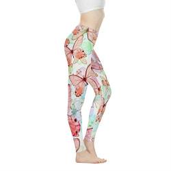Biyejit Damen-Leggings, Yogahose mit hohem Taillenbund, Workout-Leggings, Schmetterlings-Design, M von Biyejit