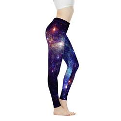 Biyejit Damen-Workout-Yogahose, athletischer Jumpsuit, Fitnessstudio, Tanz, Workout-Leggings für Frauen, Galaxy Stars, M von Biyejit