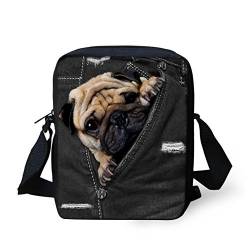 Biyejit Messenger Bags Schulter Crossbody Handbgas Sling Satchel mit verstellbaren Trägern, mops, Einheitsgröße von Biyejit