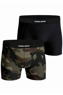 Bjorn Borg 2er-Pack Camo Print & Solid Premium Herren Boxershorts, Schwarz/Khaki, Schwarz / Camoufalge, S von Björn Borg