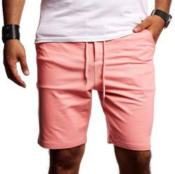 Björn Swensen Herren Kurze Hose Jogginghose Shorts Trainingshose Sporthose Slim Fit Männer Jogging Fitnesshose Fitness-Short für Training Sport Bodybuilding BS2001 XXL Lachsrosa von Björn Swensen