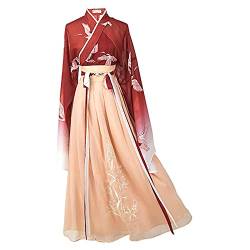 Bkazwe Langarm Hanfu Kleid Damen Traditionelles Chinesisches Hanfu-Kleid für Frauen Chinesisches Traditionelles Hanfu-Kleid Kostüm Cosplay Kostümanzug für Bühnenshow-Aufführungen Cosplay (Red, L) von Bkazwe